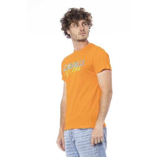 Cavalli Class Orange Cotton Men T-Shirt $156.00 Cavalli Class Luzworld
