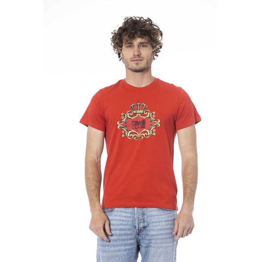 Cavalli Class Red Cotton Men T-Shirt $156.00 Cavalli Class Luzworld