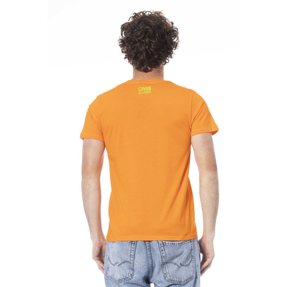 Cavalli Class Orange Cotton Men T-Shirt $156.00 Cavalli Class Luzworld