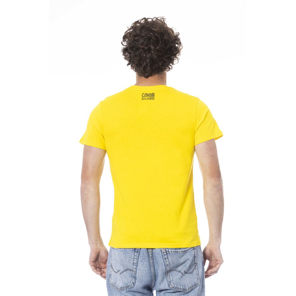 Cavalli Class Yellow Cotton Men T-Shirt $156.00 Cavalli Class Luzworld