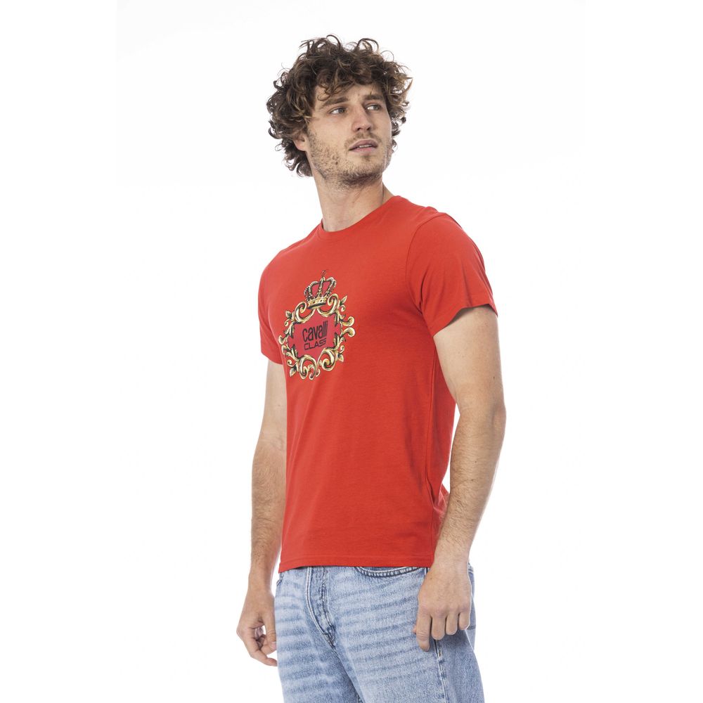 Cavalli Class Red Cotton Men T-Shirt $156.00 Cavalli Class Luzworld