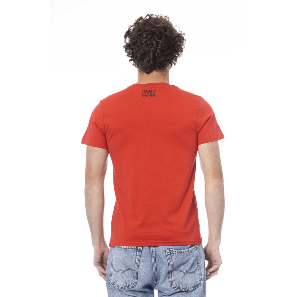 Cavalli Class Red Cotton Men T-Shirt $156.00 Cavalli Class Luzworld