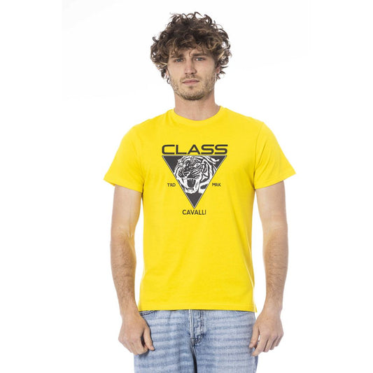 Cavalli Class Yellow Cotton Men T-Shirt $156.00 Cavalli Class Luzworld