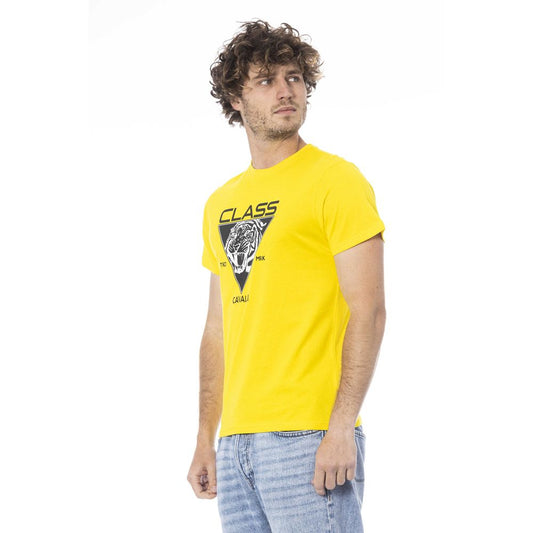 Cavalli Class Yellow Cotton Men T-Shirt $156.00 Cavalli Class Luzworld