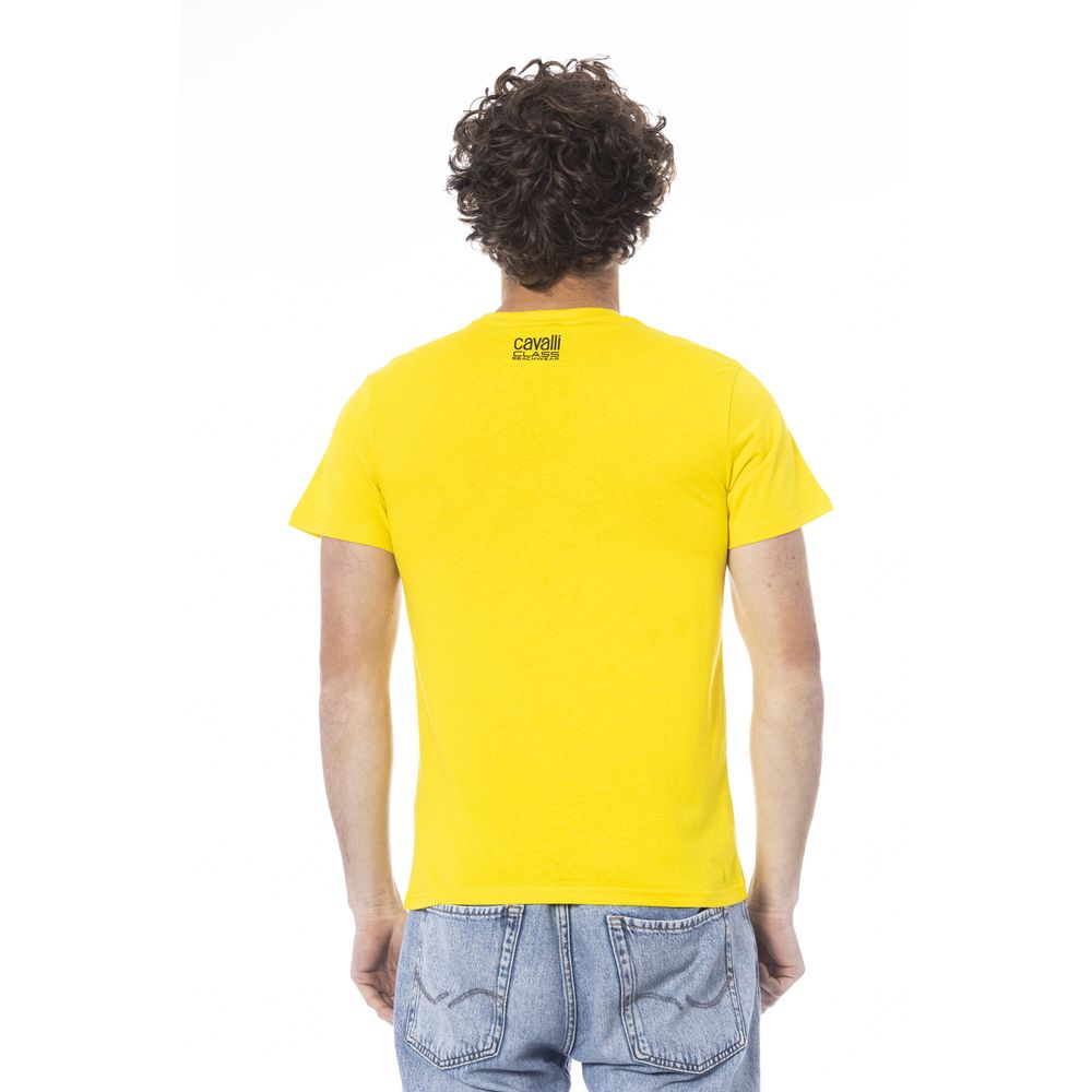 Cavalli Class Yellow Cotton Men T-Shirt $156.00 Cavalli Class Luzworld