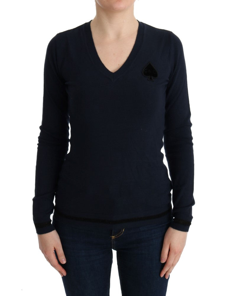 Costume National Blue V-neck Viscose Sweater $537.00 Costume National Luzworld