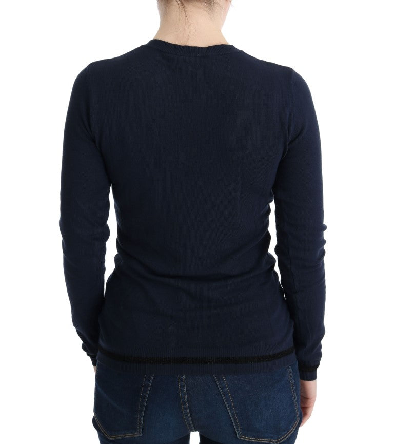 Costume National Blue V-neck Viscose Sweater $537.00 Costume National Luzworld