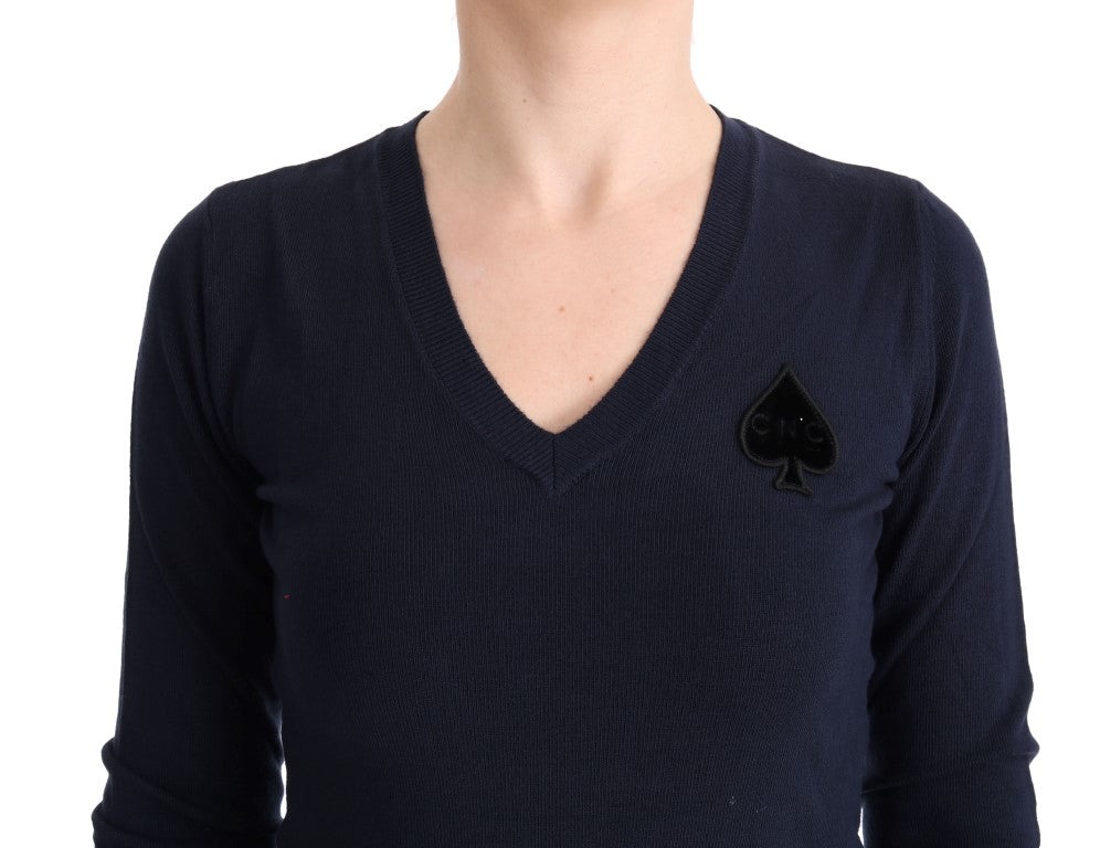 Costume National Blue V-neck Viscose Sweater $537.00 Costume National Luzworld