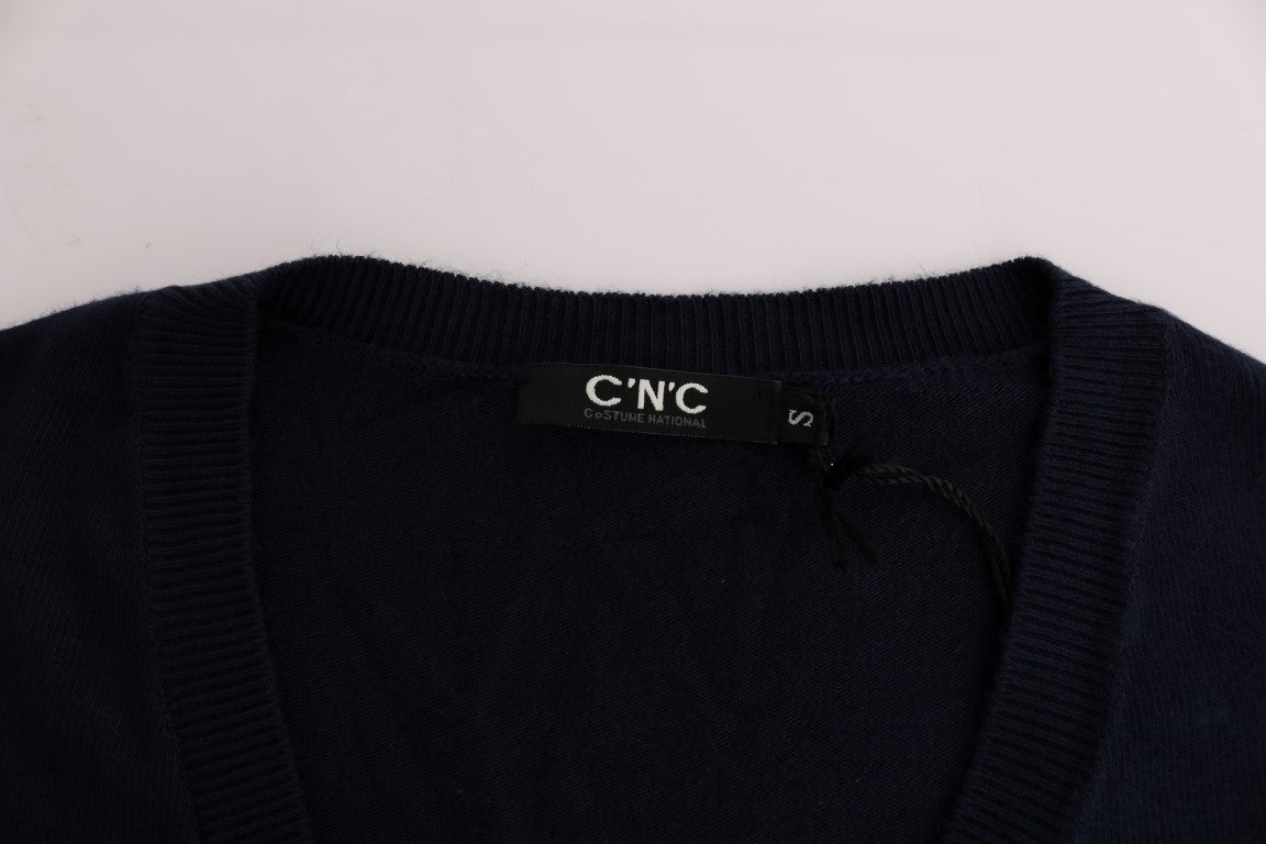 Costume National Blue V-neck Viscose Sweater $537.00 Costume National Luzworld