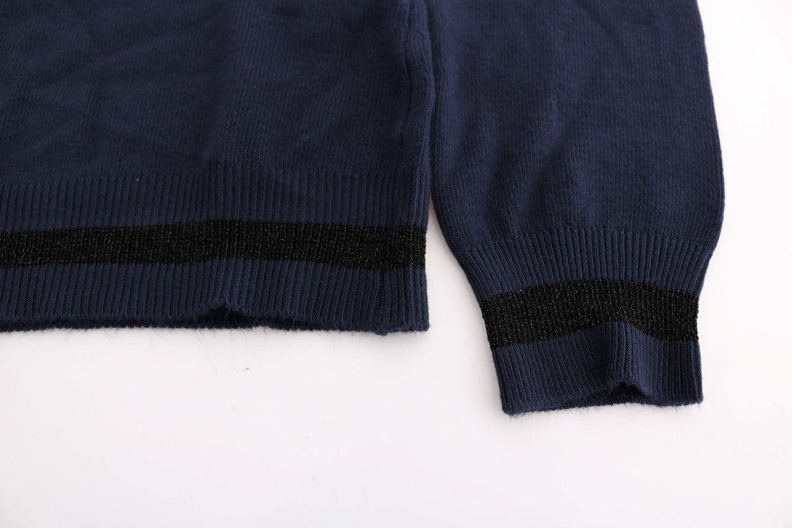 Costume National Blue V-neck Viscose Sweater $537.00 Costume National Luzworld