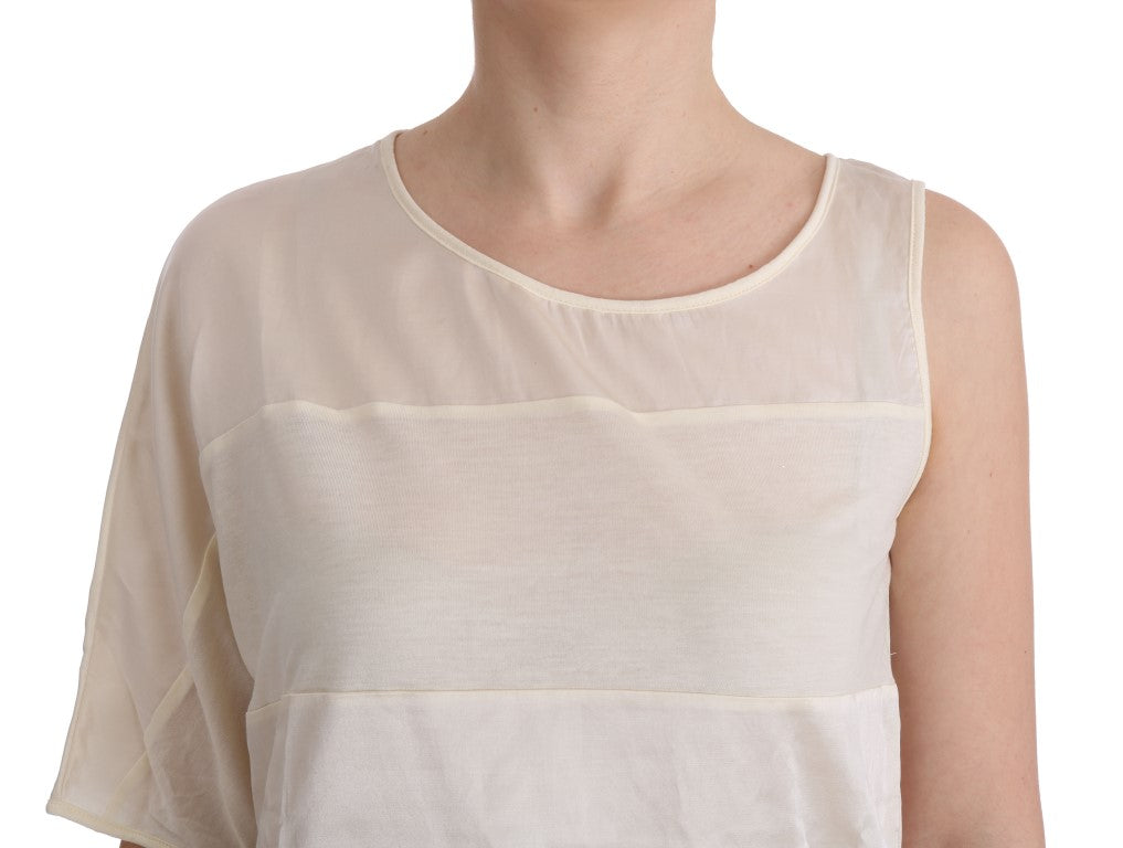 Costume National Beige Asymmetric Top Blouse $473.00 Costume National Luzworld