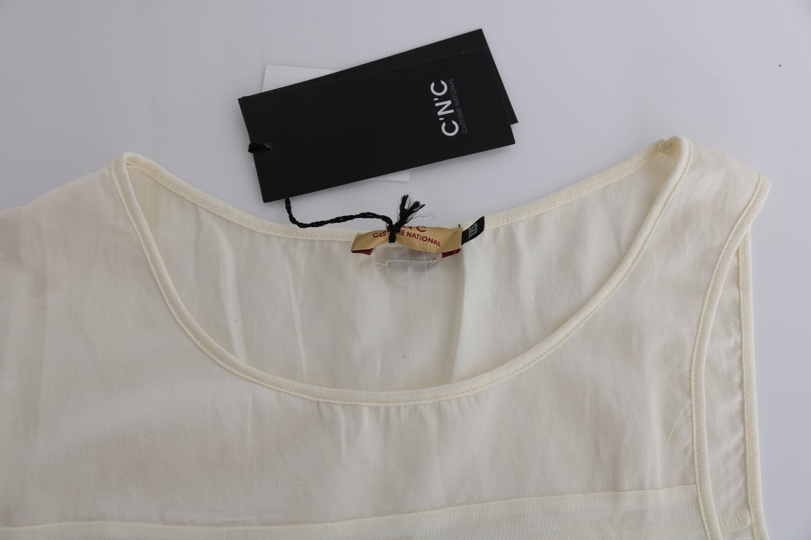 Costume National Beige Asymmetric Top Blouse $473.00 Costume National Luzworld