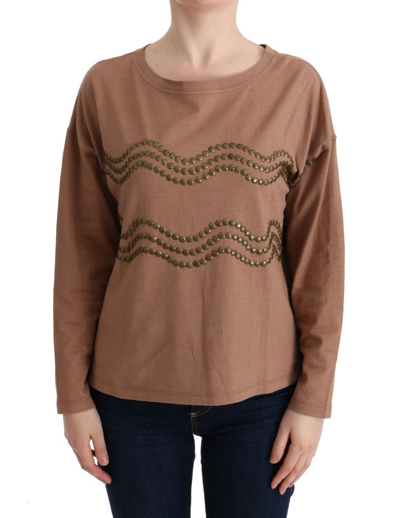 John Galliano Brown Cotton Studded Sweater $262.00 John Galliano Luzworld