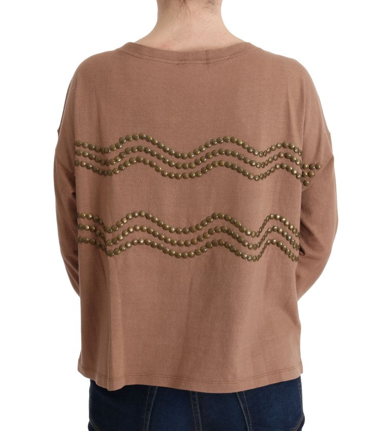 John Galliano Brown Cotton Studded Sweater $262.00 John Galliano Luzworld