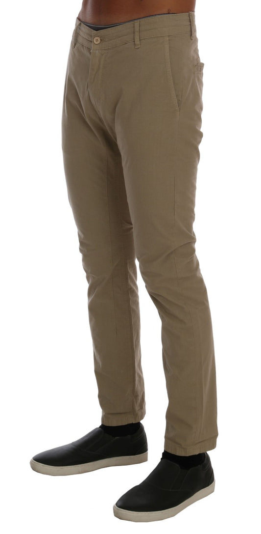 Daniele Alessandrini Beige Cotton Stretch Slim Fit Chinos $506.00 Daniele Alessandrini Luzworld