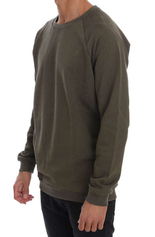 Daniele Alessandrini Green Crewneck Cotton Sweater $239.00 Daniele Alessandrini Luzworld