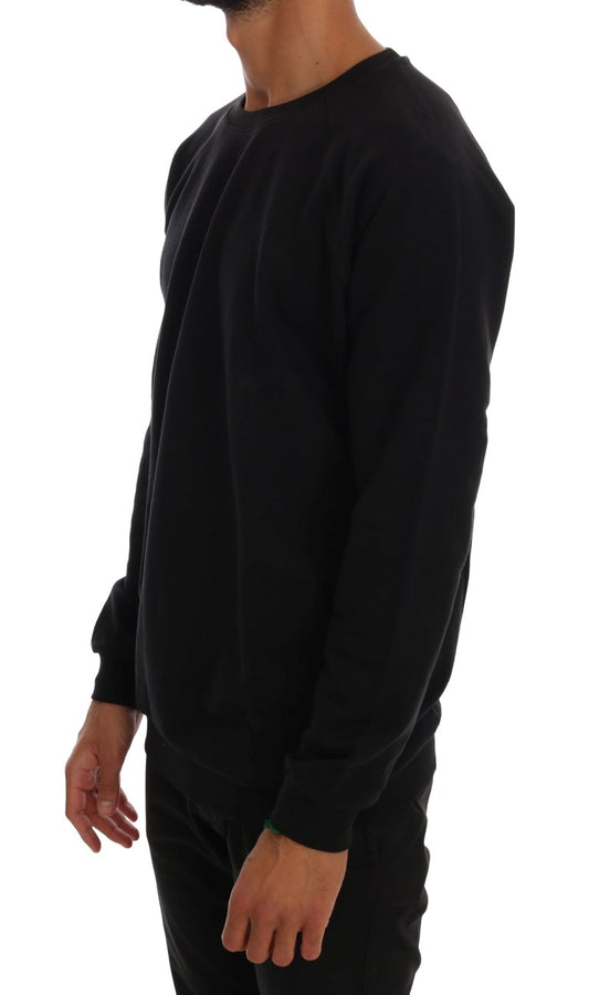 Daniele Alessandrini Black Crewneck Cotton Pullover Sweater $239.00 Daniele Alessandrini Luzworld