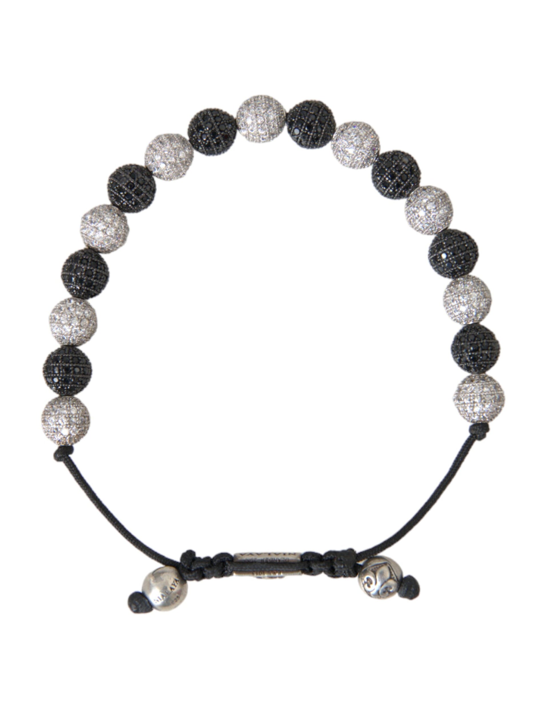 Nialaya CZ Crystal Ball Black White Beaded Bracelet $758.00 Nialaya Luzworld