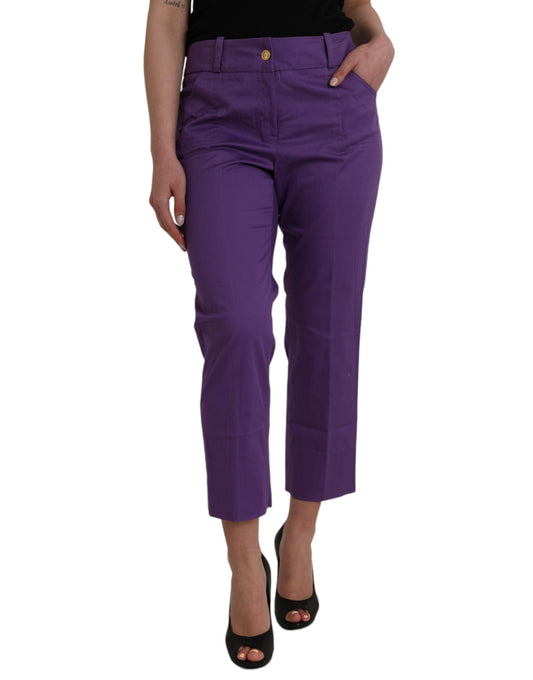 BENCIVENGA Purple Cotton MidWaist Straight Cropped Pants $578.00 BENCIVENGA Luzworld