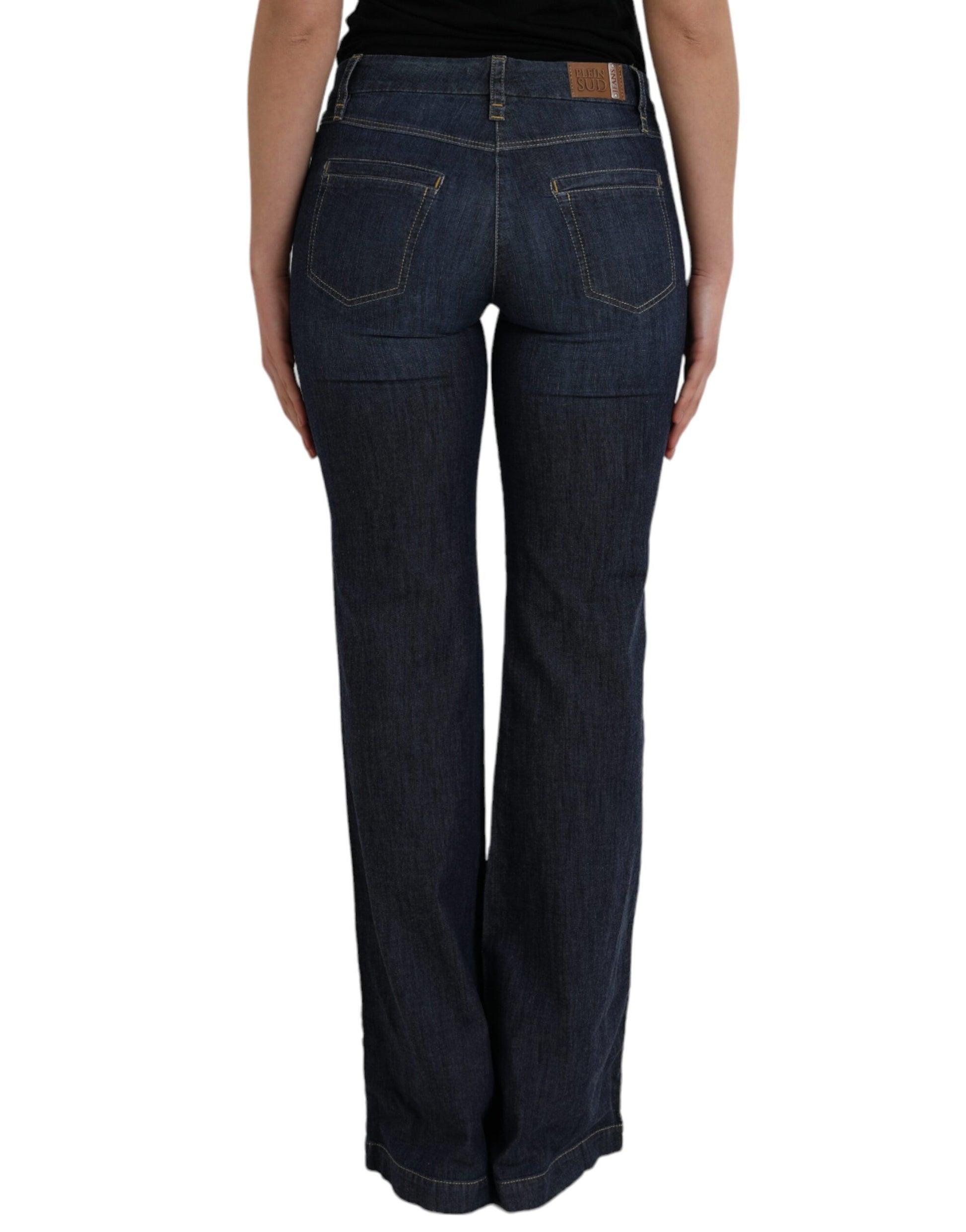 PLEIN SUD Dark Blue Cotton Bootcut Denim Jeans $695.00 PLEIN SUD Luzworld
