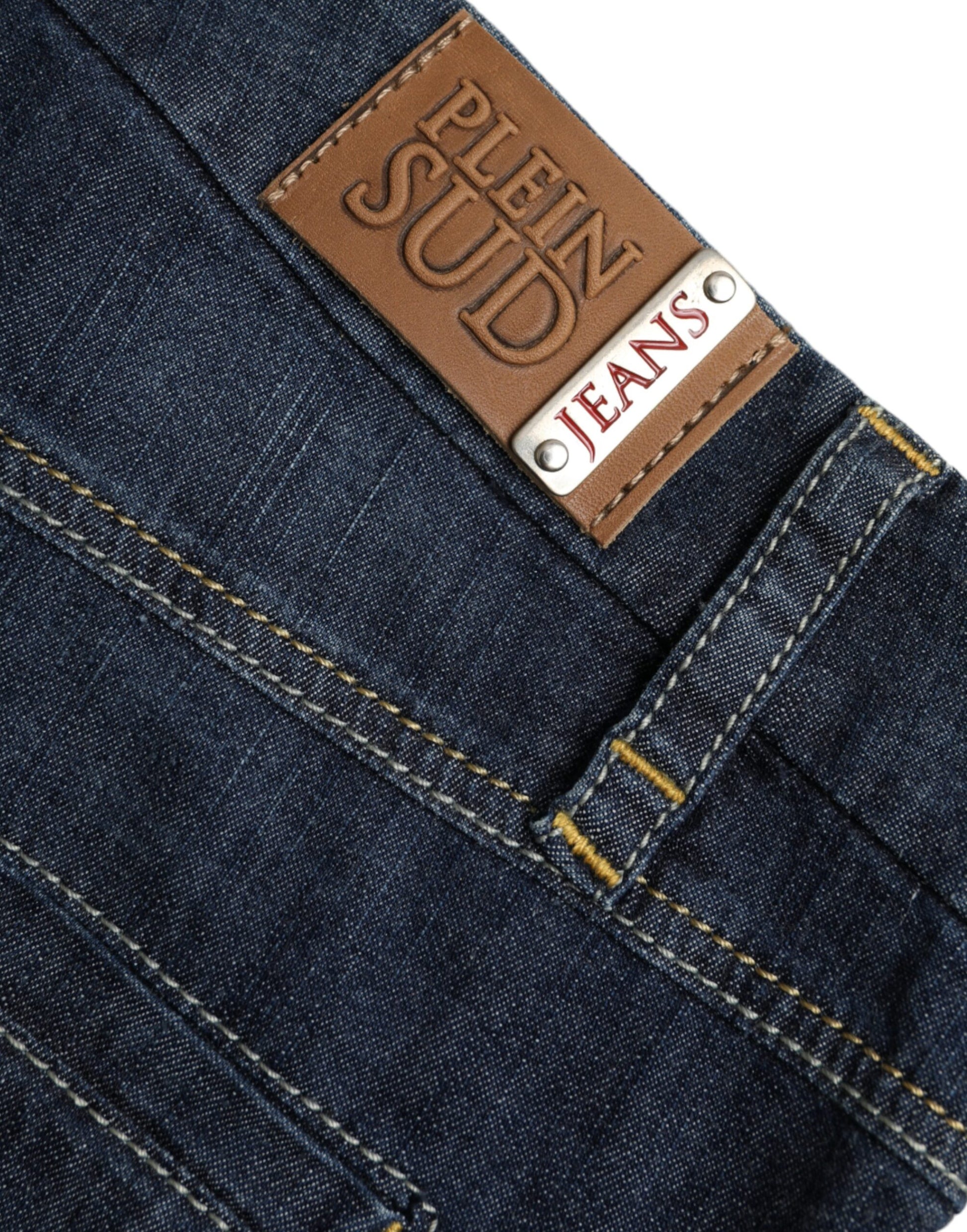 PLEIN SUD Dark Blue Cotton Bootcut Denim Jeans $695.00 PLEIN SUD Luzworld