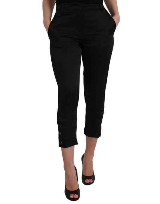 Ermanno Scervino Black High Waist Capri Cropped Pants $1051.00 Ermanno Scervino Luzworld