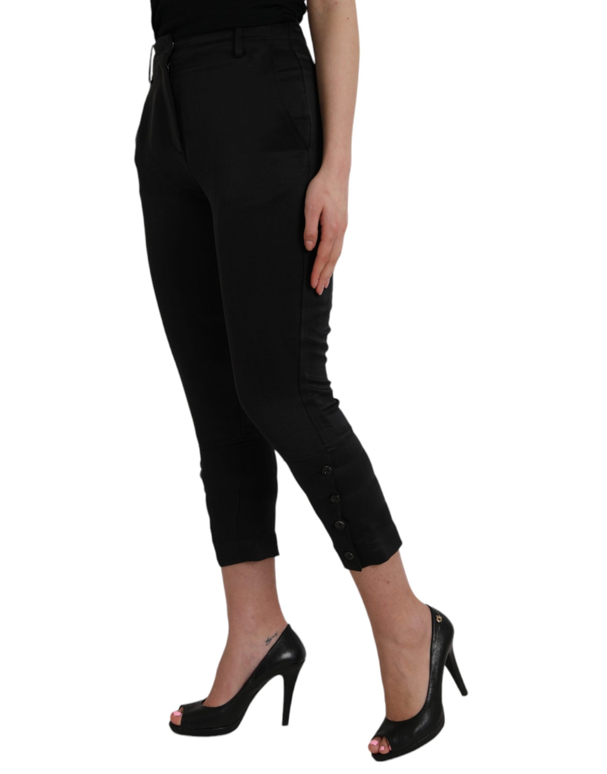 Ermanno Scervino Black High Waist Capri Cropped Pants $1051.00 Ermanno Scervino Luzworld