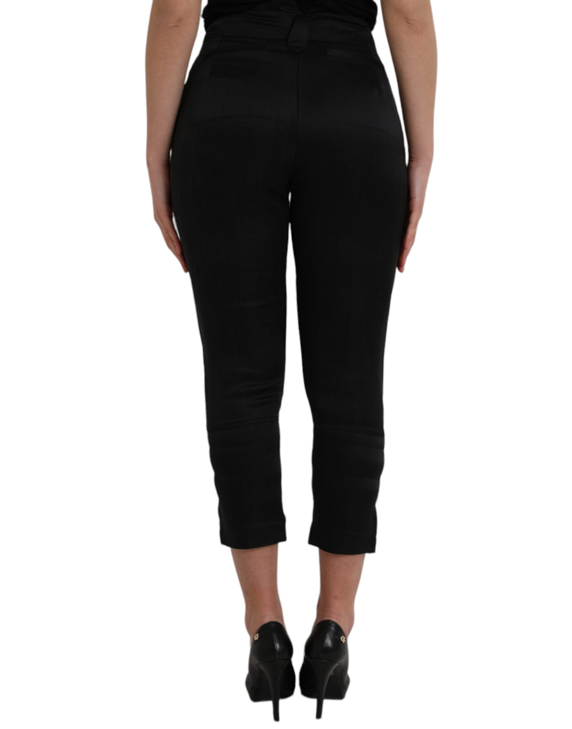Ermanno Scervino Black High Waist Capri Cropped Pants $1051.00 Ermanno Scervino Luzworld