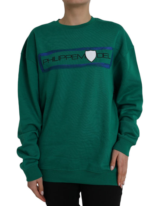 Philippe Model Green Cotton Logo Print Long Sleeves Pullover Sweater $559.00 Philippe Model Luzworld
