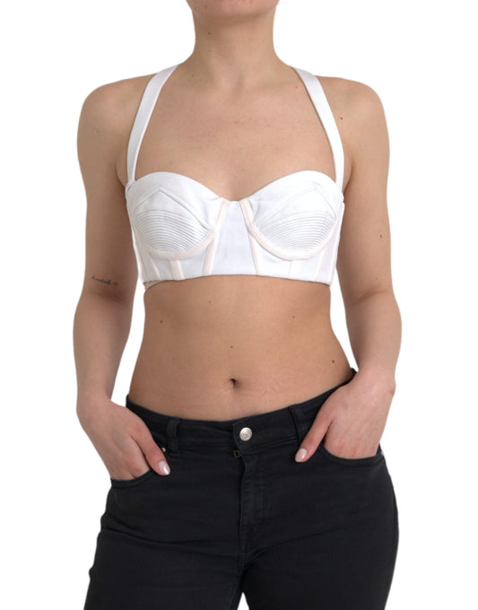 Versace White Viscose Bustier Sleeveless Cropped Top $2916.00 Versace Luzworld