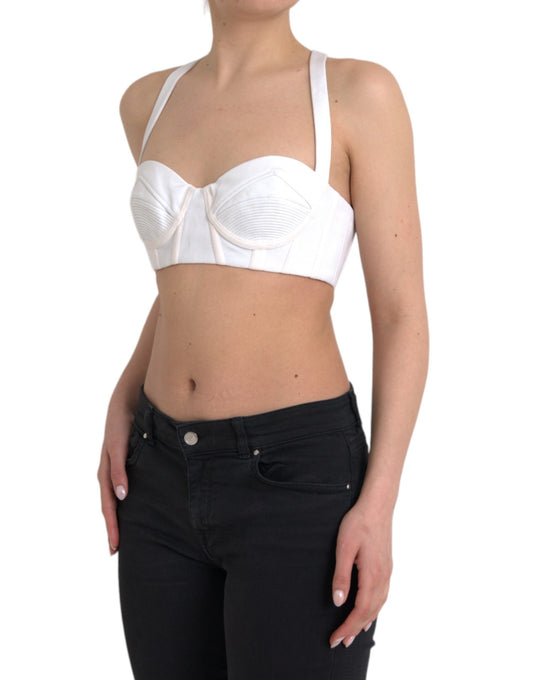 Versace White Viscose Bustier Sleeveless Cropped Top $2916.00 Versace Luzworld