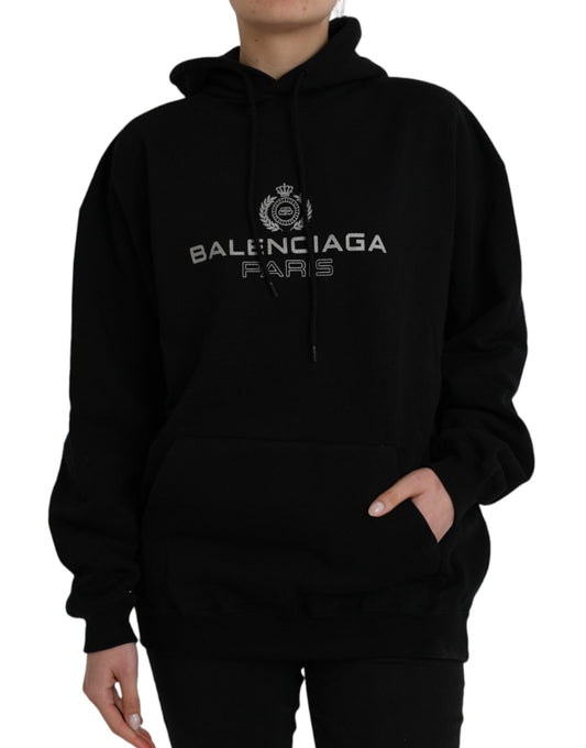 Balenciaga Black Cotton Logo Hooded Pullover Sweatshirt Sweater $2916.00 Balenciaga Luzworld