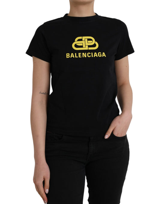 Balenciaga Black Cotton Logo Print Crew Neck Short Sleeves T-shirt $1598.00 Balenciaga Luzworld