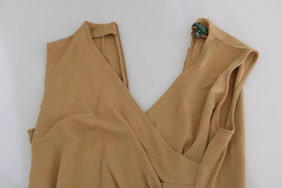 Ralph Lauren Brown V-neck Shift Knee Length Viscose Dress $793.00 Ralph Lauren Luzworld