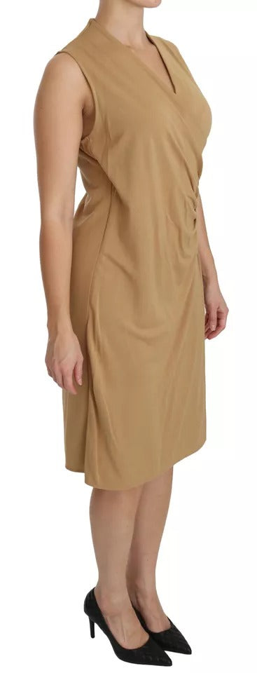 Ralph Lauren Brown V-neck Shift Knee Length Viscose Dress $793.00 Ralph Lauren Luzworld