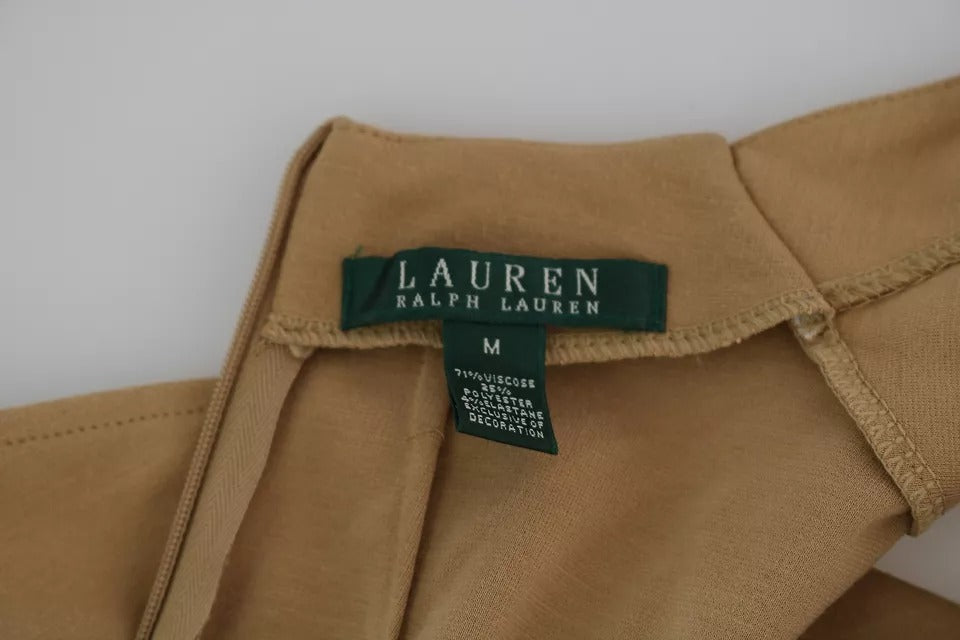 Ralph Lauren Brown V-neck Shift Knee Length Viscose Dress $793.00 Ralph Lauren Luzworld
