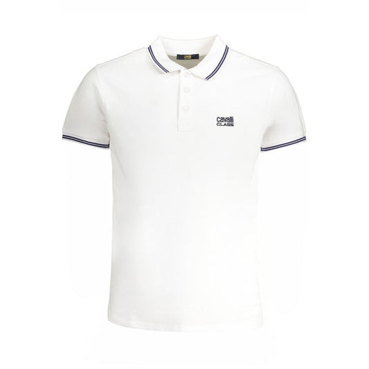 Cavalli Class White Cotton Polo Shirt $181.00 Cavalli Class Luzworld
