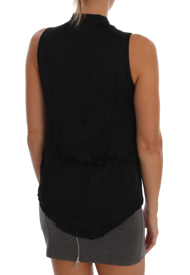 Versace Jeans Chic Sleeveless Black Shirt Blouse $321.00 Versace Jeans Luzworld