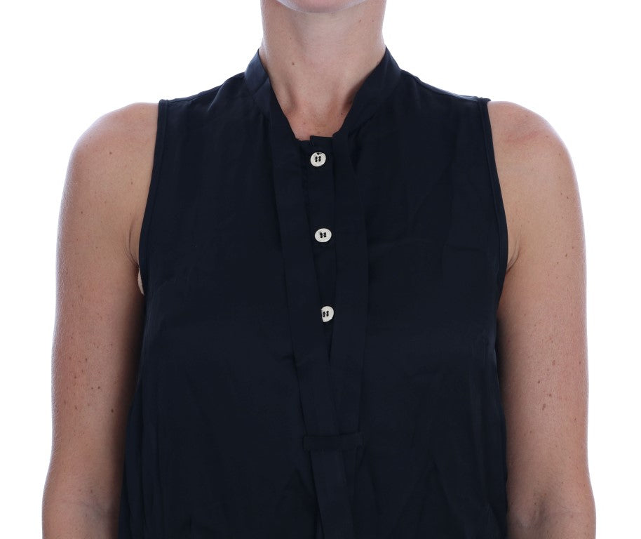 Versace Jeans Chic Sleeveless Black Shirt Blouse $321.00 Versace Jeans Luzworld