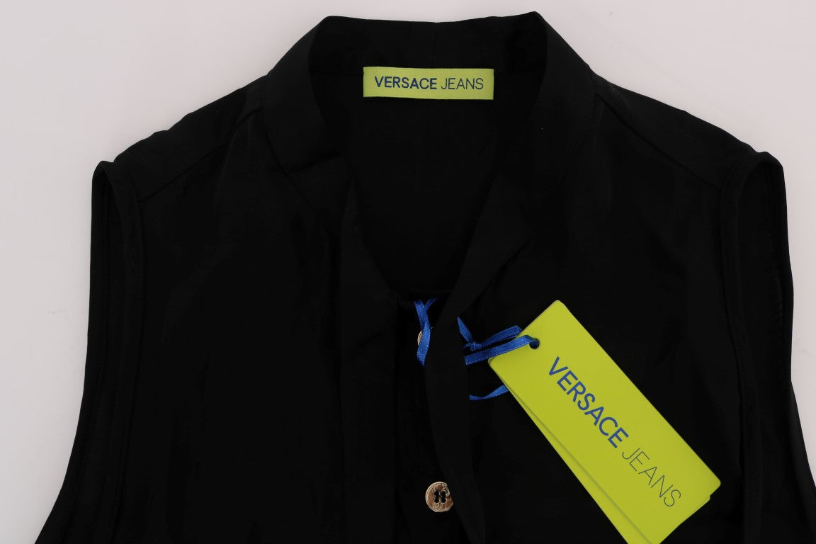 Versace Jeans Chic Sleeveless Black Shirt Blouse $321.00 Versace Jeans Luzworld