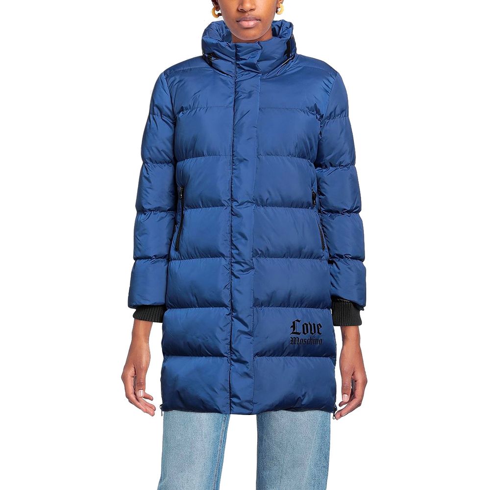 Love Moschino Chic Long Down Jacket with Logo Detail $868.00 Love Moschino Luzworld