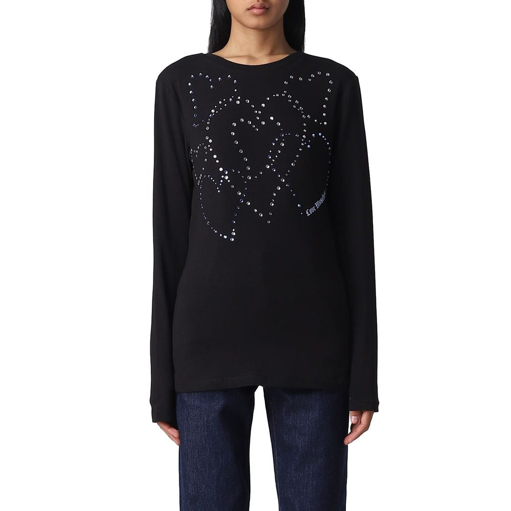 Love Moschino Rhinestone Heart Embellished Cotton Tee $229.00 Love Moschino Luzworld