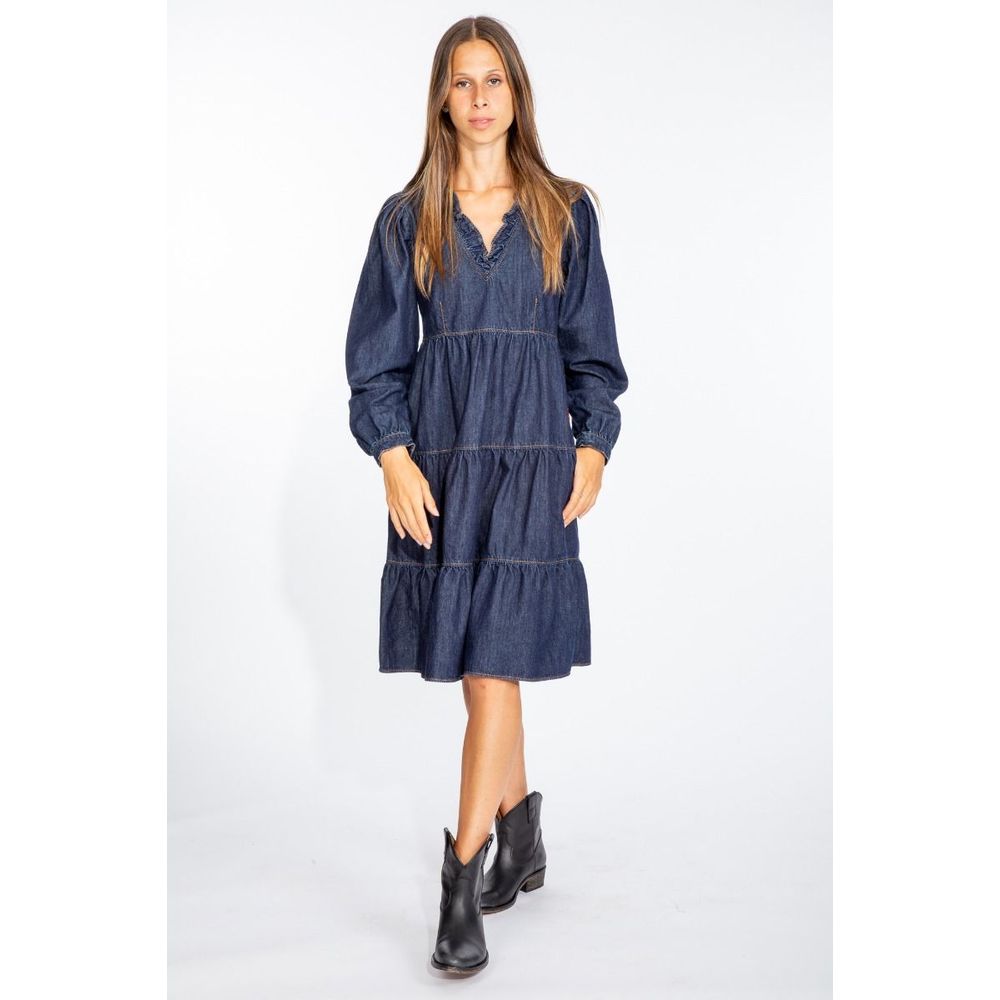 Love Moschino Elegant Dark Blue Denim Flare Dress $549.00 Love Moschino Luzworld