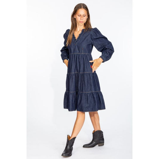 Love Moschino Elegant Dark Blue Denim Flare Dress $549.00 Love Moschino Luzworld