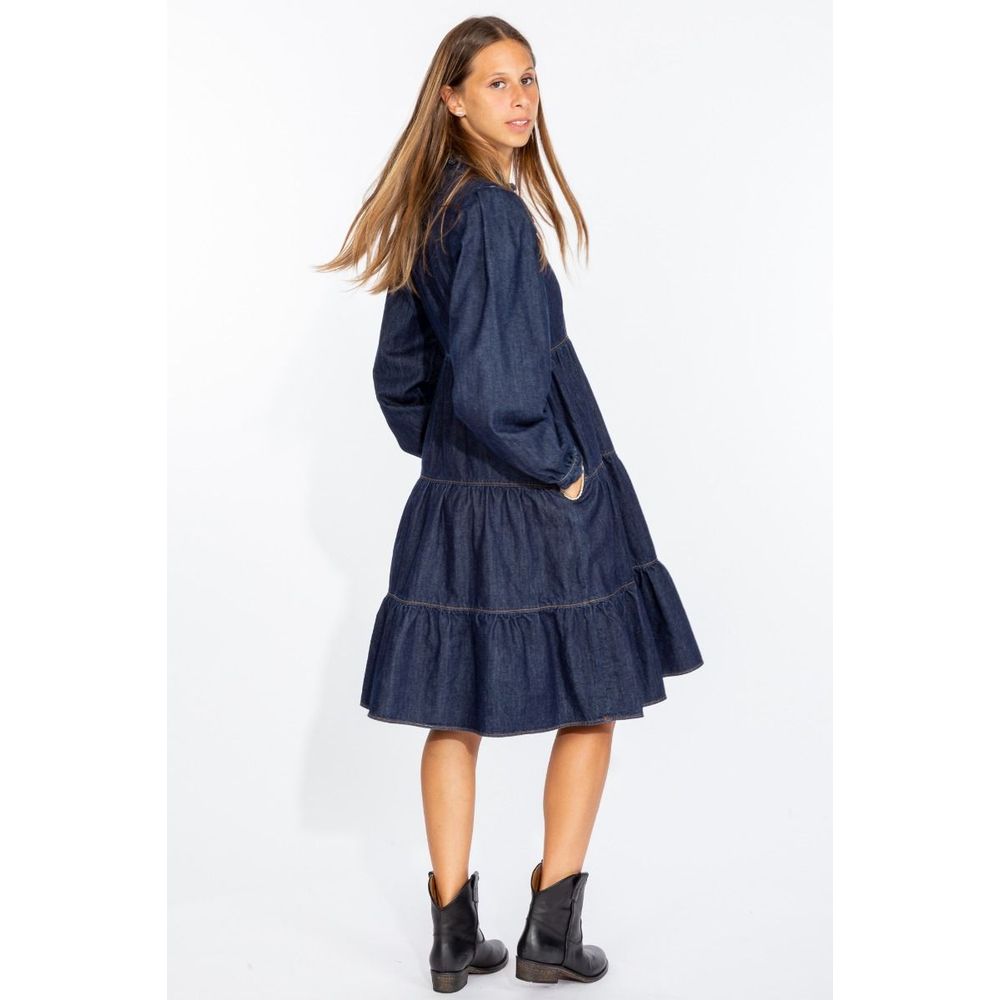 Love Moschino Elegant Dark Blue Denim Flare Dress $549.00 Love Moschino Luzworld