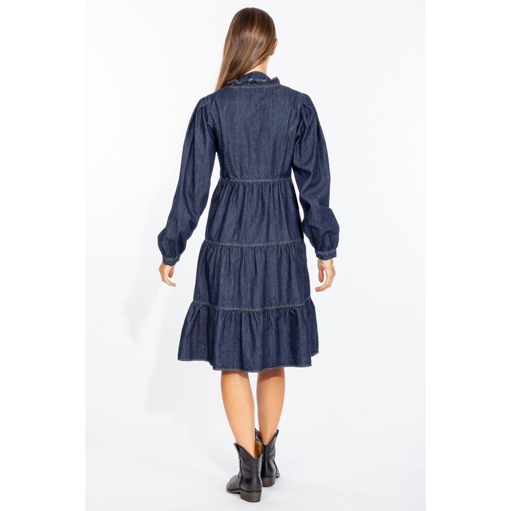 Love Moschino Elegant Dark Blue Denim Flare Dress $549.00 Love Moschino Luzworld