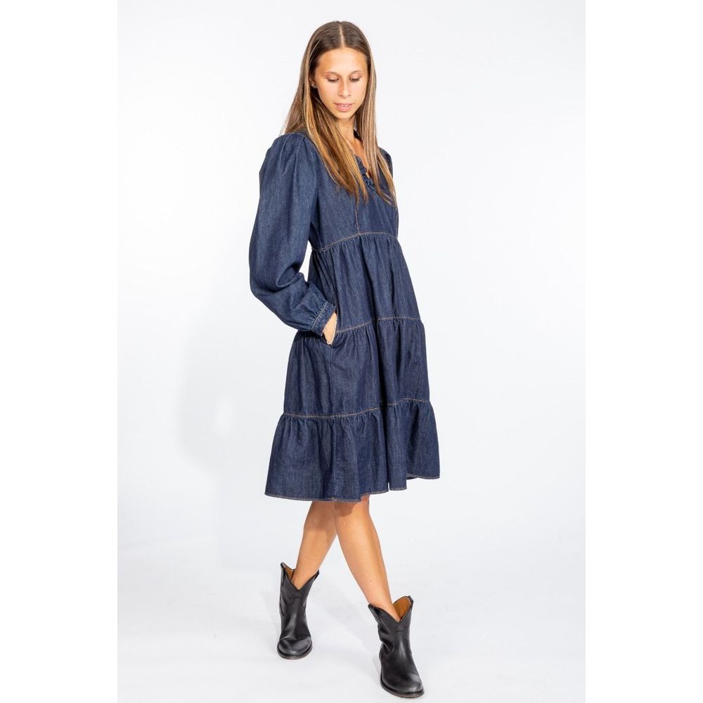 Love Moschino Elegant Dark Blue Denim Flare Dress $549.00 Love Moschino Luzworld