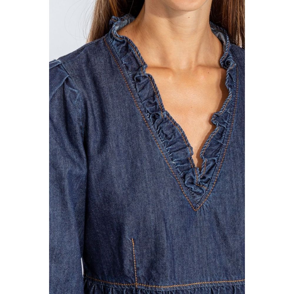 Love Moschino Elegant Dark Blue Denim Flare Dress $549.00 Love Moschino Luzworld