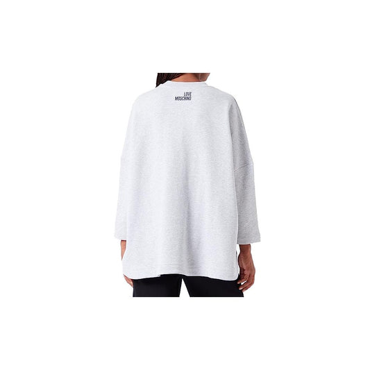 Love Moschino Gray Cotton Women's Oversized Sweatshirt $330.00 Love Moschino Luzworld