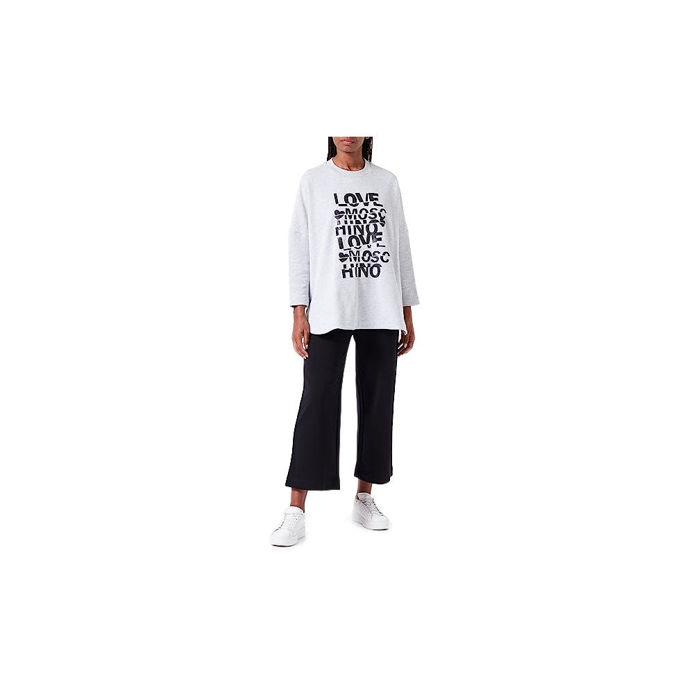 Love Moschino Gray Cotton Women's Oversized Sweatshirt $330.00 Love Moschino Luzworld